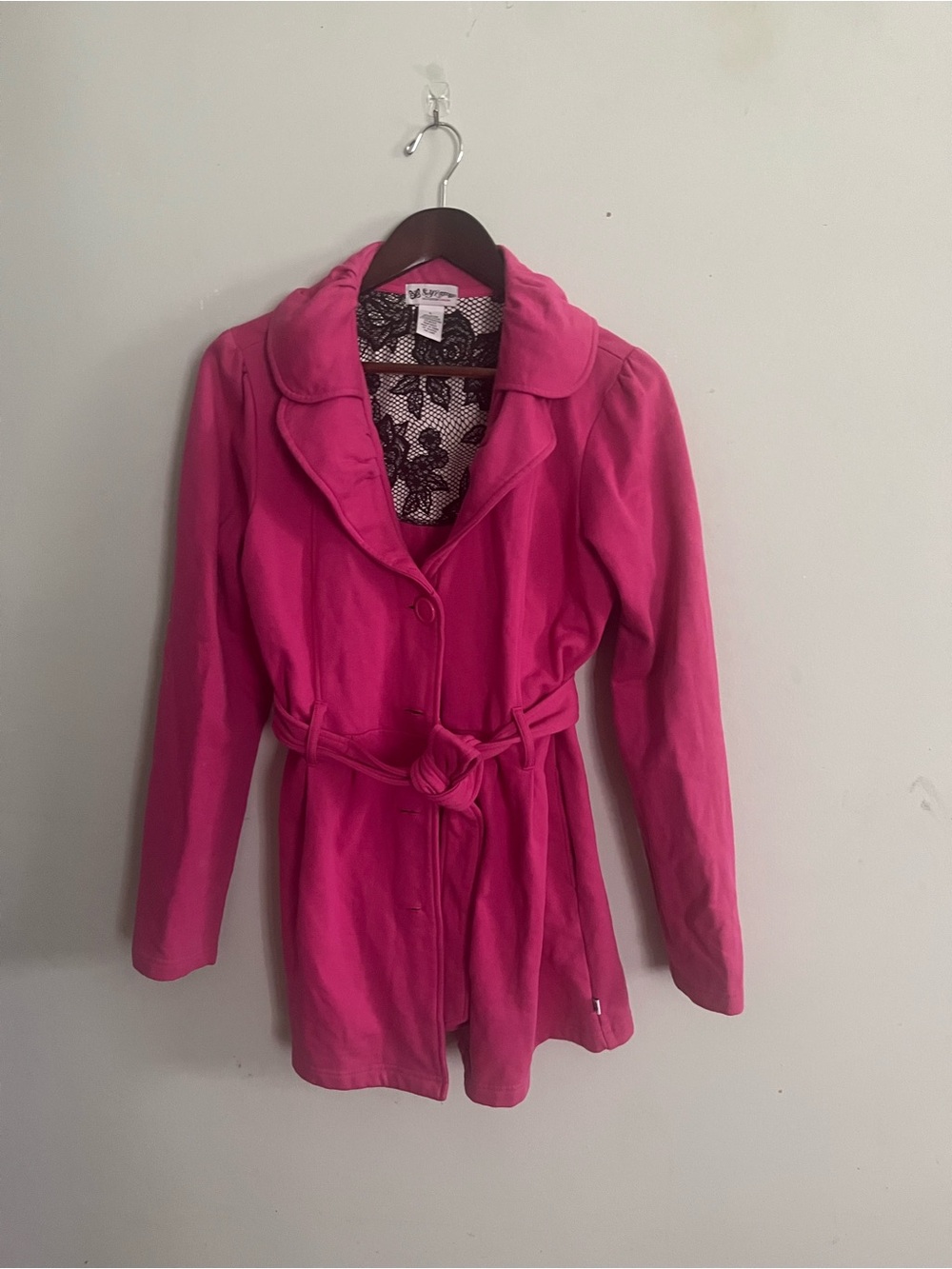 Self Esteem Hot Pink Trench Coat with Tie Waist